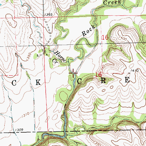 Topographic Map of Horse Creek, KS