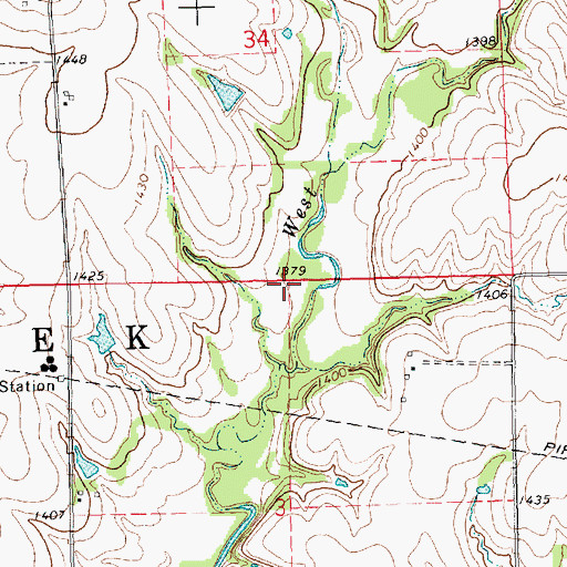 Topographic Map of Township of Rock Creek, KS