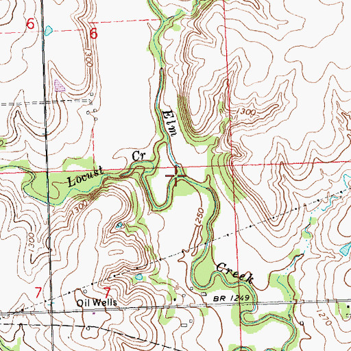 Topographic Map of Locust Creek, KS