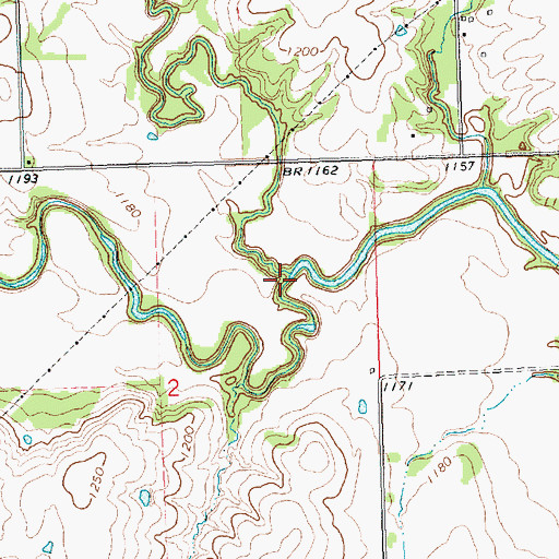 Topographic Map of Chicken Creek, KS