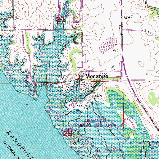 Topographic Map of Venango, KS