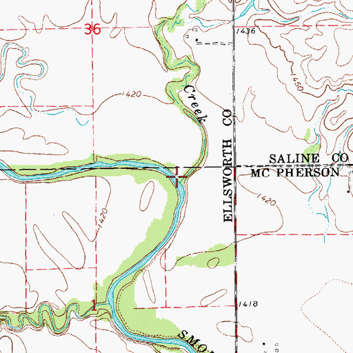 Topographic Map of Wiley Creek, KS