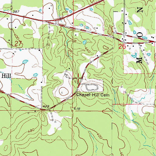 Topographic Map of Chapel Hill Cemetery, AR