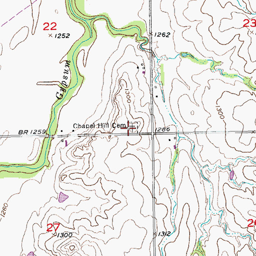 Topographic Map of Chapel Hill Cemetery, KS