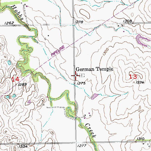 Topographic Map of Temple Church, KS