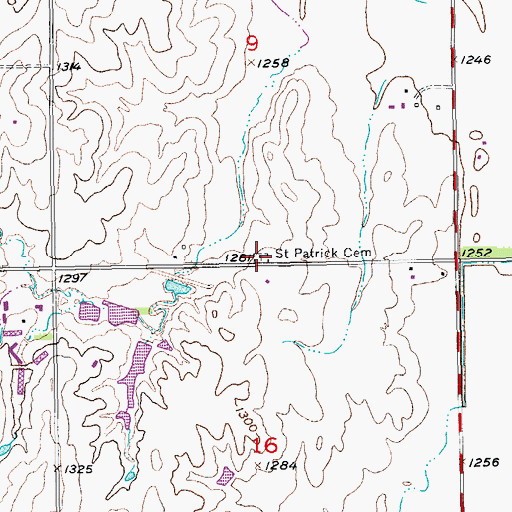 Topographic Map of Saint Patrick Cemetery, KS