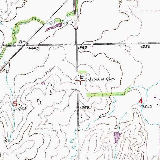 Topographic Map of Gypsum Cemetery, KS