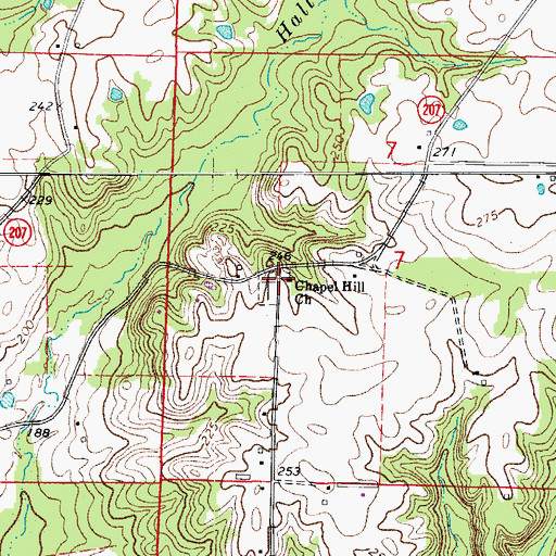 Topographic Map of Chapel Hill Church, AR