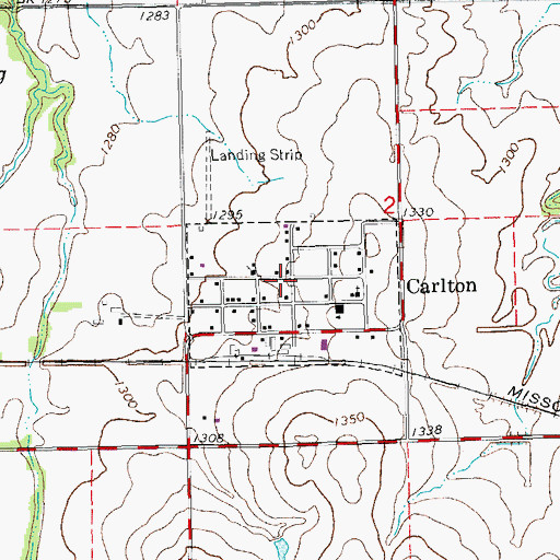Topographic Map of Carlton, KS