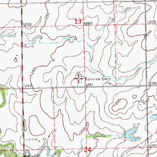 Topographic Map of Fairview Cemetery, KS