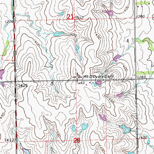 Topographic Map of Mount Calvary Cemetery, KS