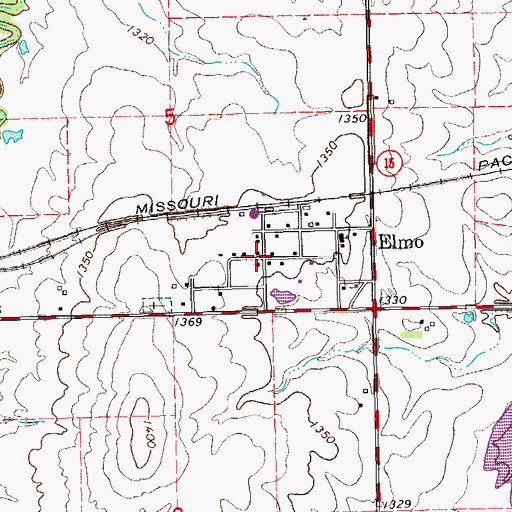 Topographic Map of Elmo, KS
