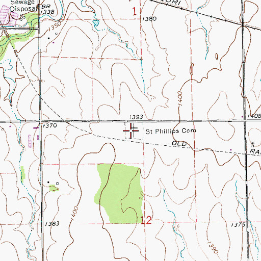 Topographic Map of Saint Phillip's Catholic Cemetery, KS