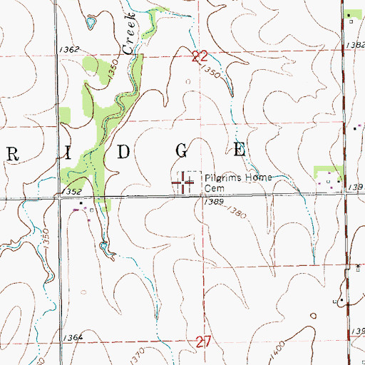 Topographic Map of Pilgrims Home Cemetery, KS
