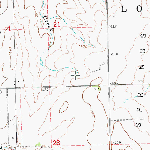 Topographic Map of Lost Springs Oil Field, KS