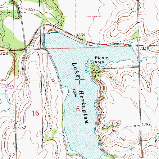 Topographic Map of Lake Herington, KS