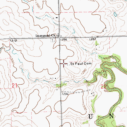 Topographic Map of Saint Paul Cemetery, KS
