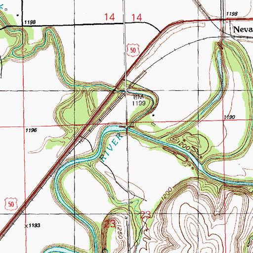 Topographic Map of Diamond Creek, KS