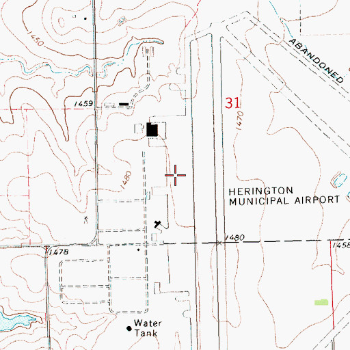 Topographic Map of Herington Regional Airport, KS
