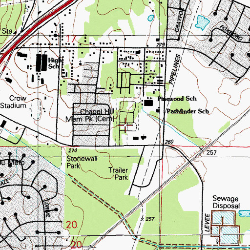 Topographic Map of Chapel Hill Memorial Park Cemetery, AR