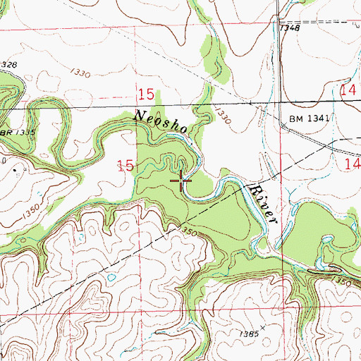 Topographic Map of Crooked Creek, KS