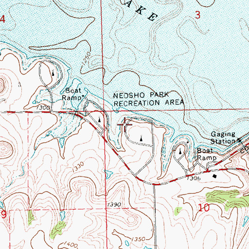 Topographic Map of Neosho Park Recreation Area, KS