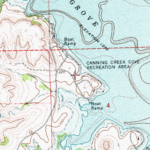 Topographic Map of Canning Creek Cove Recreation Area, KS