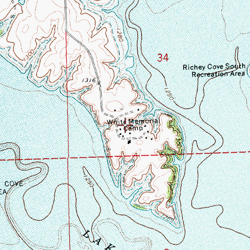 Topographic Map of White Memorial Camp, KS