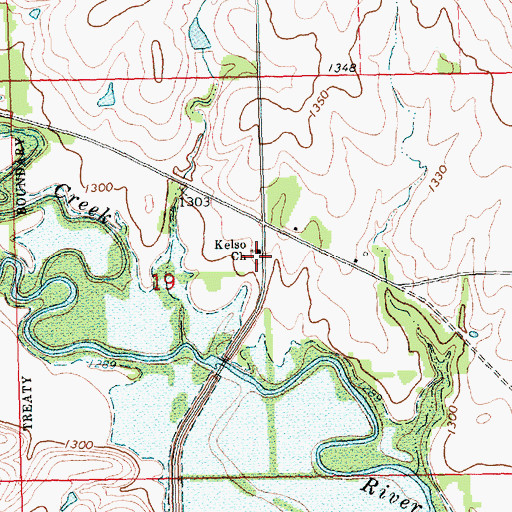 Topographic Map of Kelso Church, KS