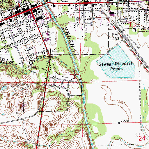 Topographic Map of Elm Creek, KS