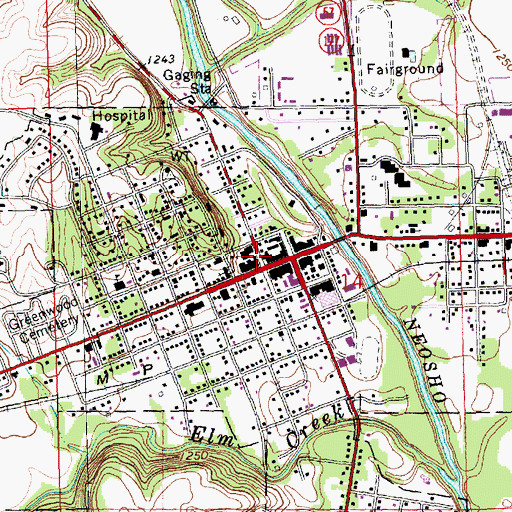 Topographic Map of Council Grove, KS