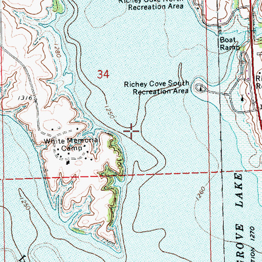 Topographic Map of Ritchey Creek, KS
