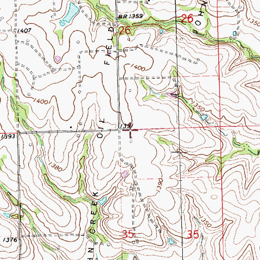 Topographic Map of John Creek Oil Field, KS