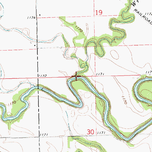 Topographic Map of Wrights Creek, KS