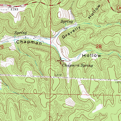 Topographic Map of Chapman Spring, AR