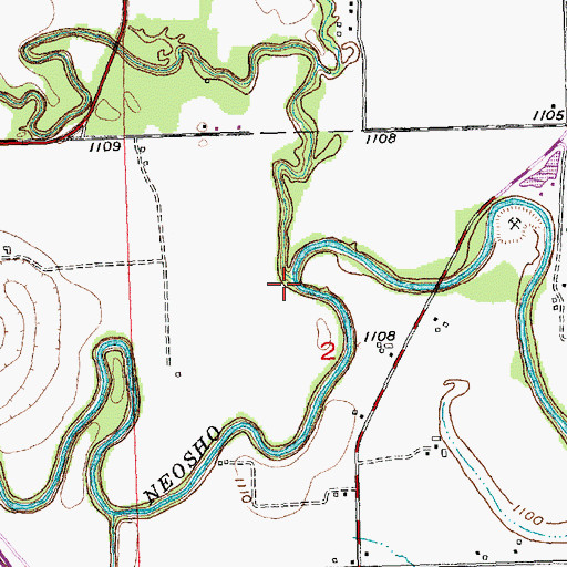 Topographic Map of Allen Creek, KS