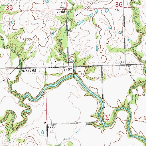 Topographic Map of Onion Creek, KS