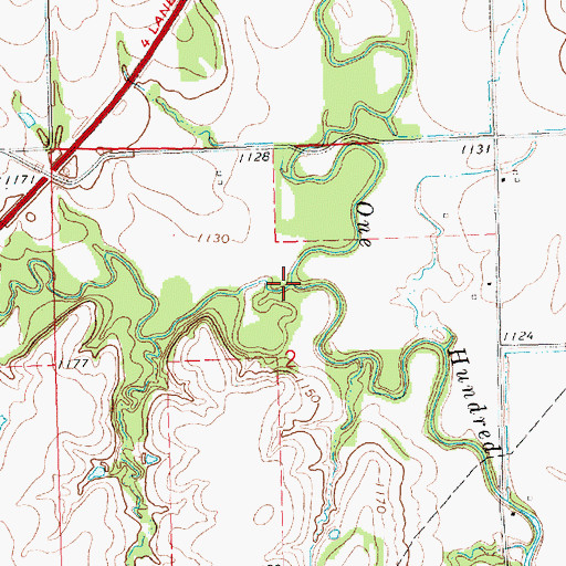 Topographic Map of Hill Creek, KS
