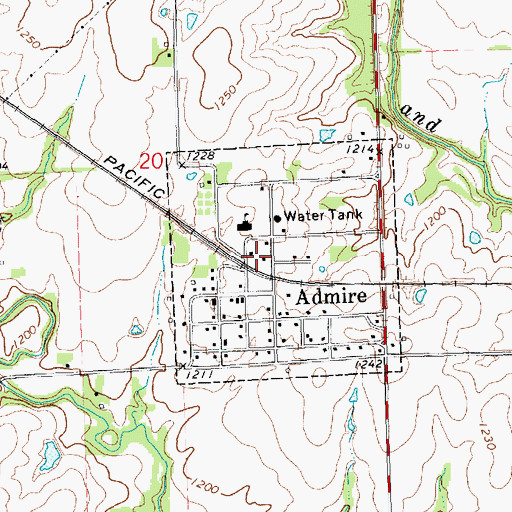 Topographic Map of Admire, KS