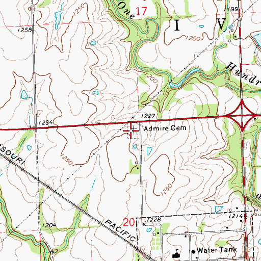 Topographic Map of Admire Cemetery, KS
