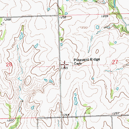 Topographic Map of Pleasant Ridge Cemetery, KS