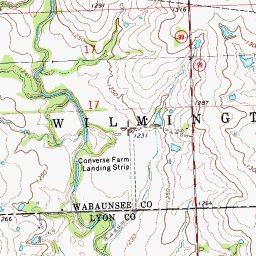 Topographic Map of Converse Farm Landing Strip, KS