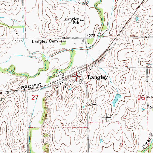 Topographic Map of Langley, KS