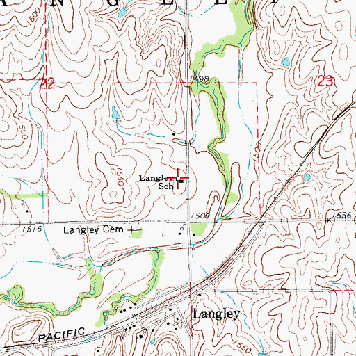Topographic Map of Langley School (historical), KS