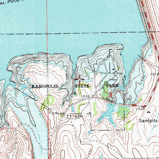 Topographic Map of Kanopolis State Park, KS