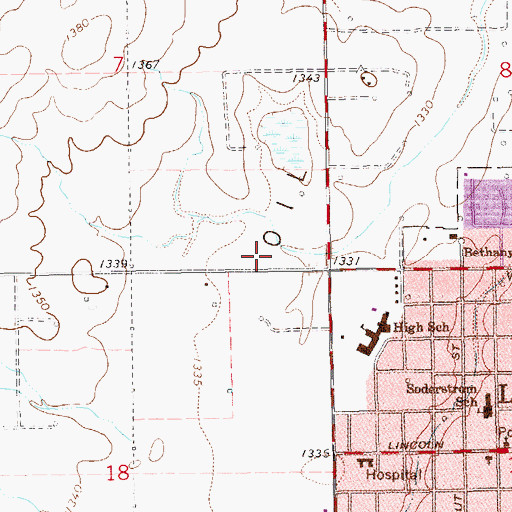 Topographic Map of Lindsborg Oil Field, KS