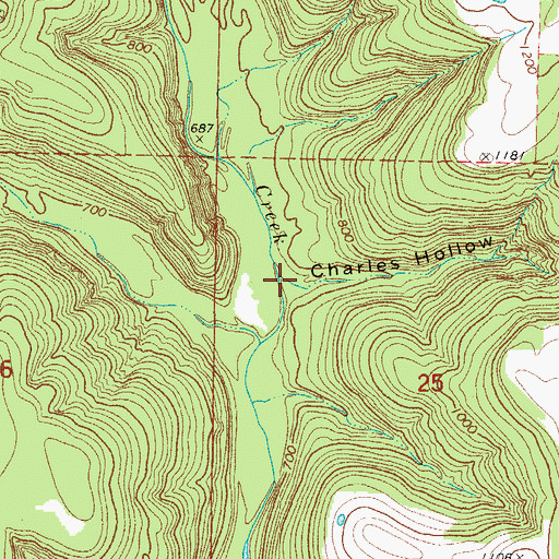 Topographic Map of Charles Hollow, AR