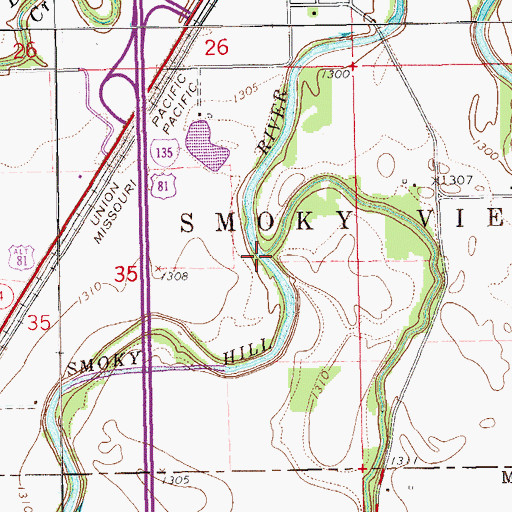 Topographic Map of Kentucky Creek, KS