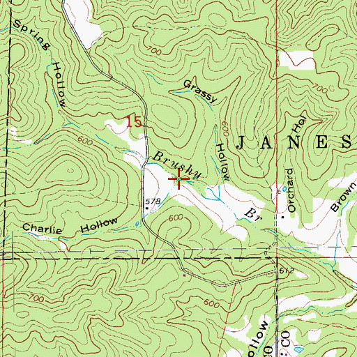 Topographic Map of Charlie Hollow, AR