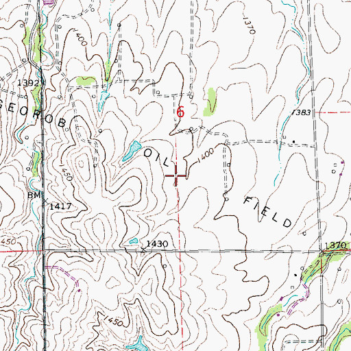 Topographic Map of Georob Oil Field, KS